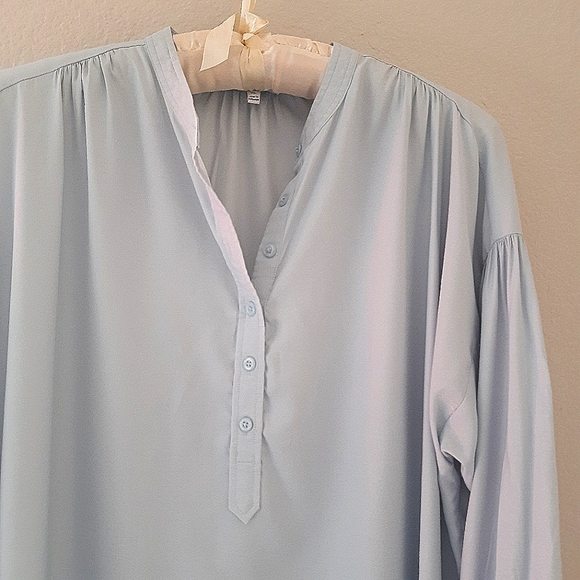 Elizabeth and James Collarless Shirt Dress Blue XL - Picture 3 of 16